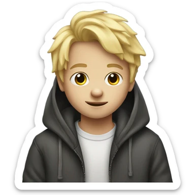 blonde boy in hoodie portrait sticker