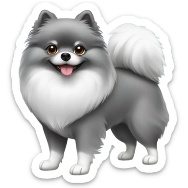 Standing Pomeranian grey with white sticker