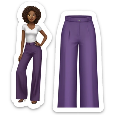 Realistic isolated pair of high waist long wide leg dressy casual pants in purple sticker