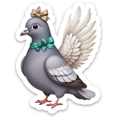 pigeon with a bow sticker