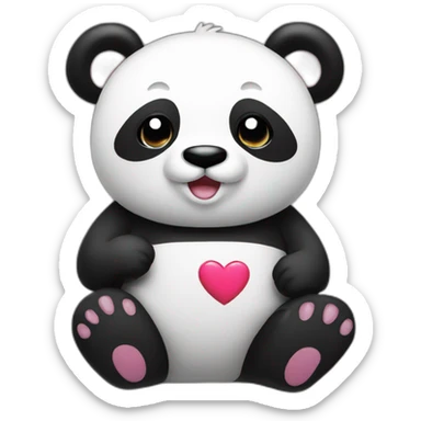 Panda holding i love you neon sign sticker