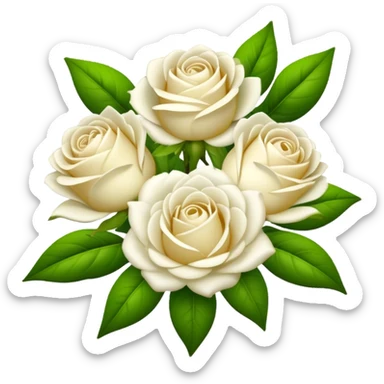 bouquet White Tea Rose, luxuriant, leaf, bud sticker