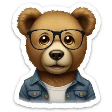 Teddy bear with glasses sticker
