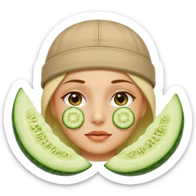 mulher de touca na cabeça e pepino nos olhos sticker