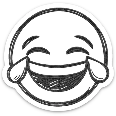 A laughing emoji in the style of the reference image, hand-drawn style sticker