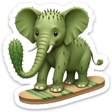 A cactus elephant wearing flip flops sticker