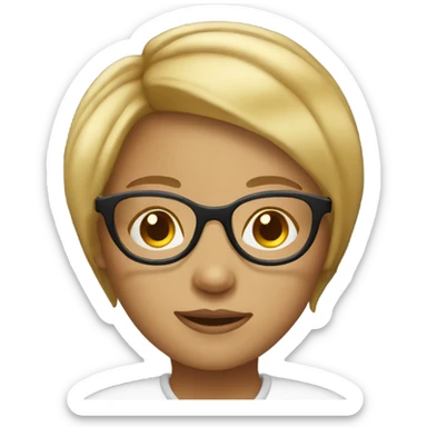 honey blond short hair girl with rounded glasses  sticker