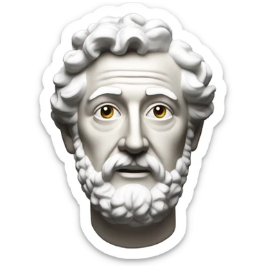 white marcus aurelius bust looking into the camera with a slight smile sticker