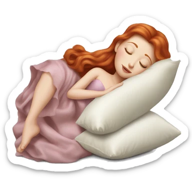 sleeping beauty redhead white girl with a silk pillow sticker