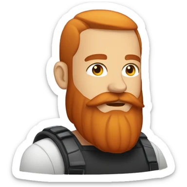 Man with long red beard and short buzz cut on head sticker