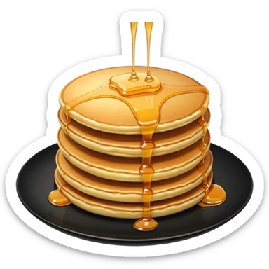 TWO Pancakes with honey in a black plate sticker