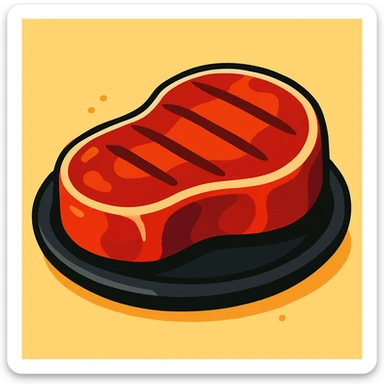 steak on a black platter sticker