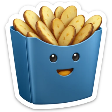 fried potatoes in a blue carton sticker