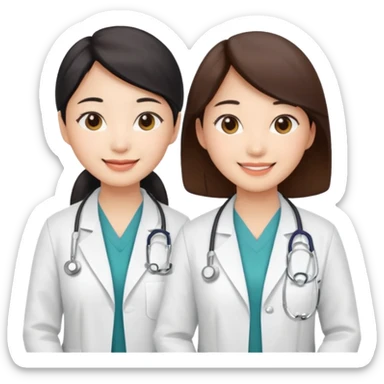two women asian medical doctors sticker