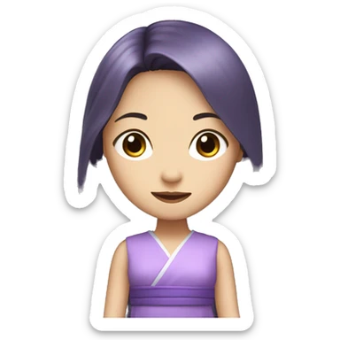 Long hair Japanese girl in purple dress  sticker