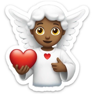 angel holding a heart sticker