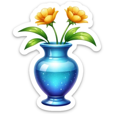 Sparkly glossy glass vase pot sticker