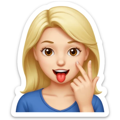 Finger biting flirty face sticker