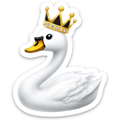 swan with sparkling crown and black bow tied around neck sticker