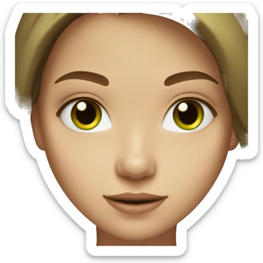 Girl with medium long brown hair and green eyes sticker