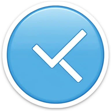 A check mark in a completely blue circle like a max sticker