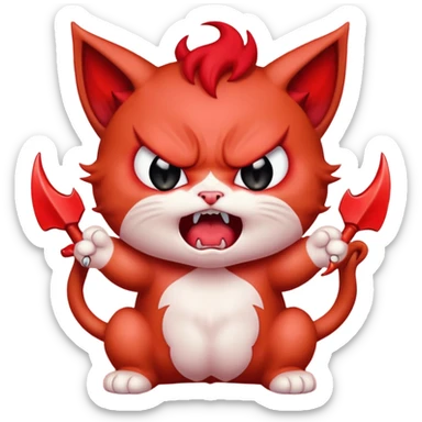  angry rage screaming loudly cryjng emoticon kawaii kitten devil very angry sticker