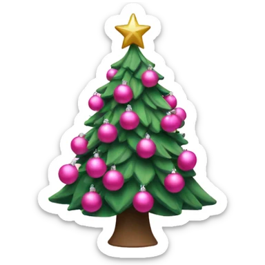 Christmas tree with pink ornaments  sticker