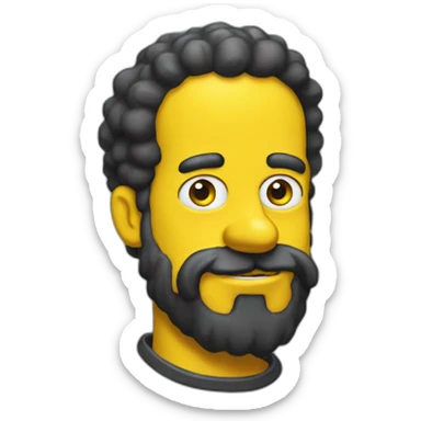 yellow simpsons guy beard dark shaggy hair sticker