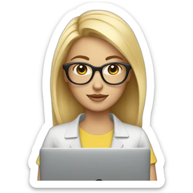 blonde-girl-with-macbook-and-glasses sticker