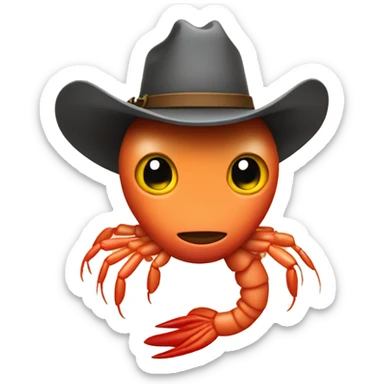 Shrimp with a cowboy hat and boots sticker