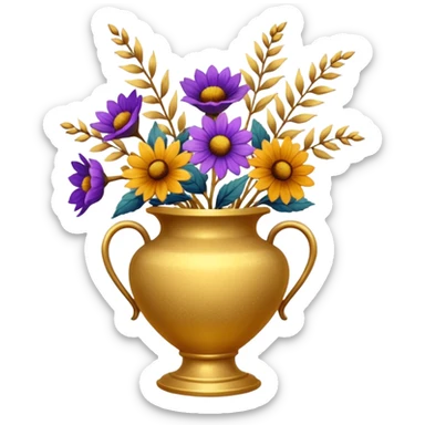 dried flowers in a golden vase sticker