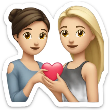 Une fille brunette et une blonde qui font un cœur avec leur mains sticker