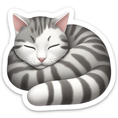 gray and white tabby cat sleeping  sticker