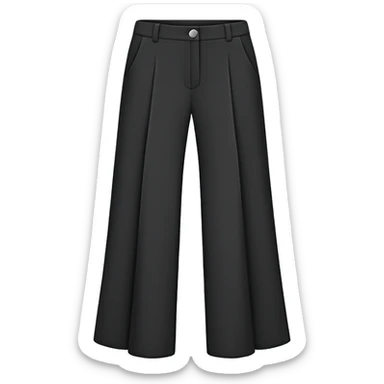 only black wide leg pants, flat product photography, plain garment item isolated on white, no human elements, no limbs, just the pants sticker