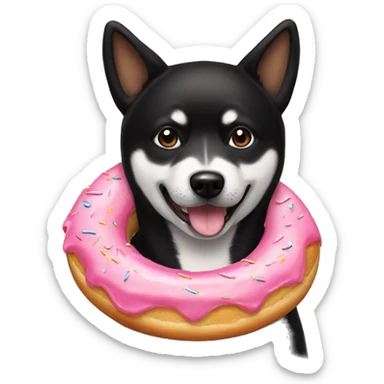 Black shiba inu with donut sticker