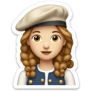 french-girl-with-baguette-and-beret-brown-hair sticker