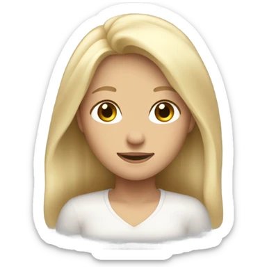 The white blonde girl with long hair closed her eyes and smiled sticker