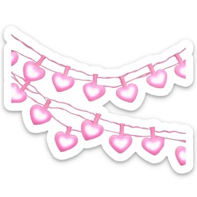 Realistic isolated pink heart shaped christmas string lights sticker