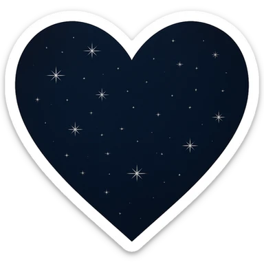 Keep only the heart in a midnight color palette with deep blue and black, subtle stars or a moon motif, no background. sticker