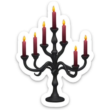 black seven-branched candelabrum with burgundy flames sticker