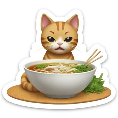 Pooing cat eating pho sticker