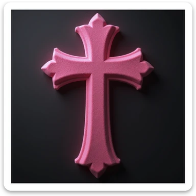 realistic gothic cross, pink with a velvet texture, photorealistic style sticker