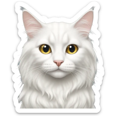 White long haired cat with heterochomia sticker