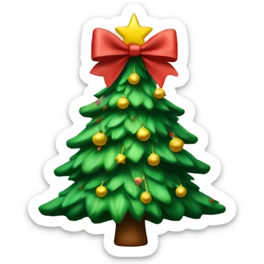 A Christmas tree with a bow on top instead of a star sticker