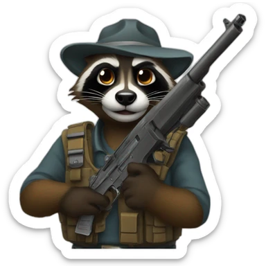 Raccooon-with-a-gun sticker