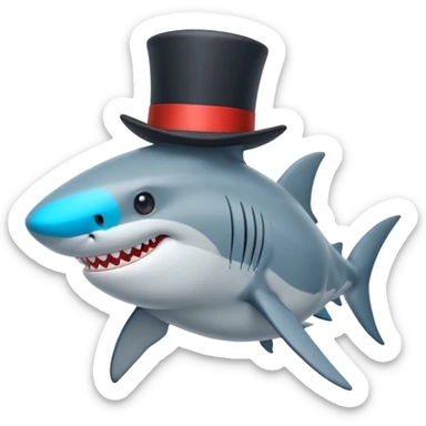 Shark with a top hat sticker