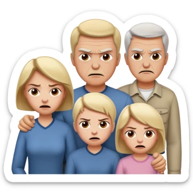 HAZ UNA FAMILIA GRITANDO, MI NOVIA, MI PAPA. MI MAMA Y YO. CARA DE GRITOS FUERTEES. QUE SE NOTE QUE GRITAN MOLESTOS sticker