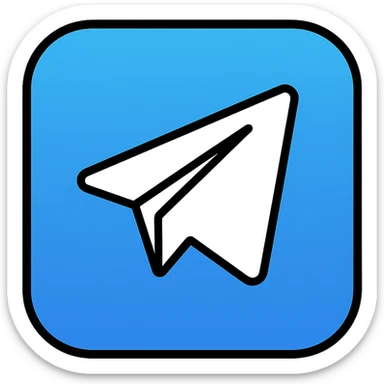 Telegram app icon, rounded square, blue gradient background, white paper plane sticker