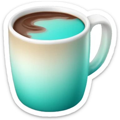 Realistic isolated gradient light teal hot chocolate mug. sticker