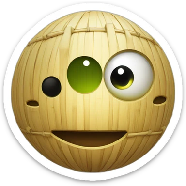 3d sphere with a cartoon bamboo texture with big beautiful eyes sticker